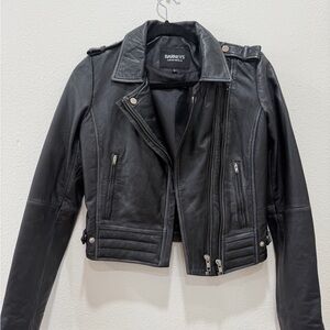 Fabulous Barneys New York Black Leather Moto Jacket